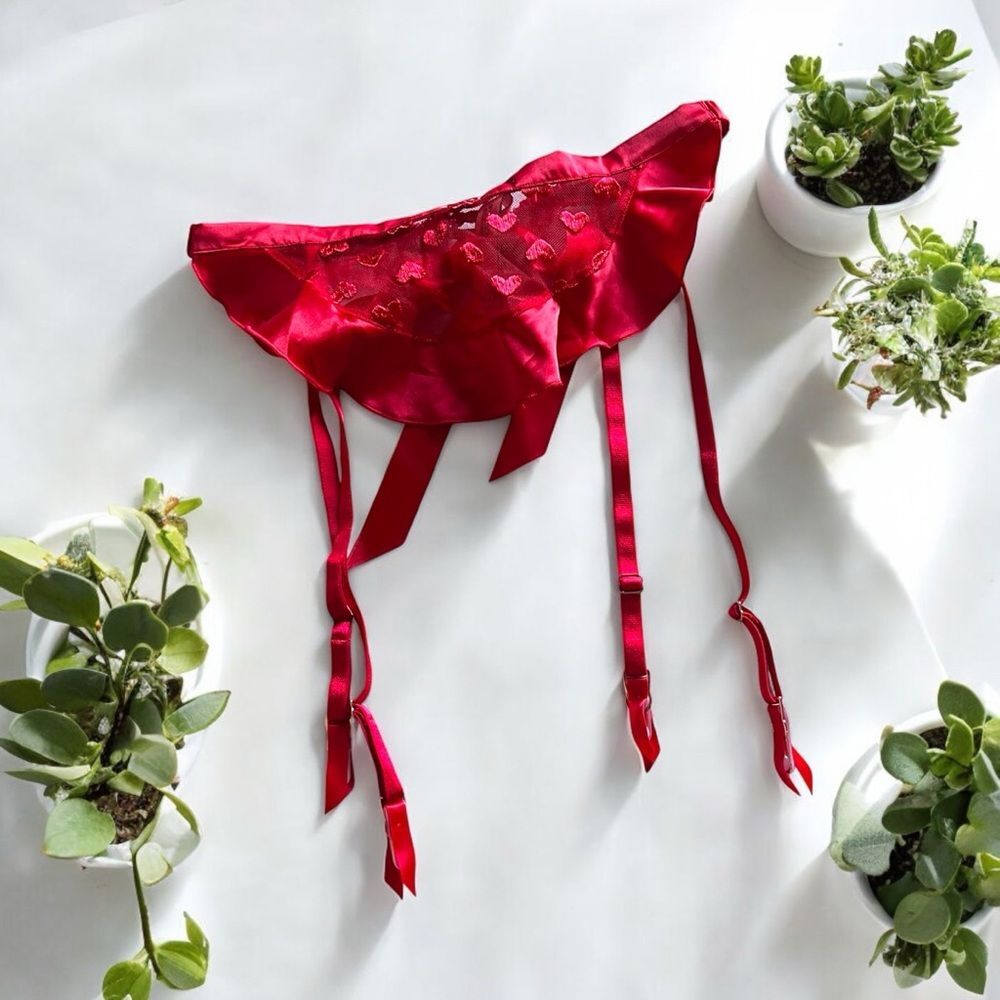 Preowned Victoria Secret DREAM ANGELS Heart Embroidery Garter Lingerie XS